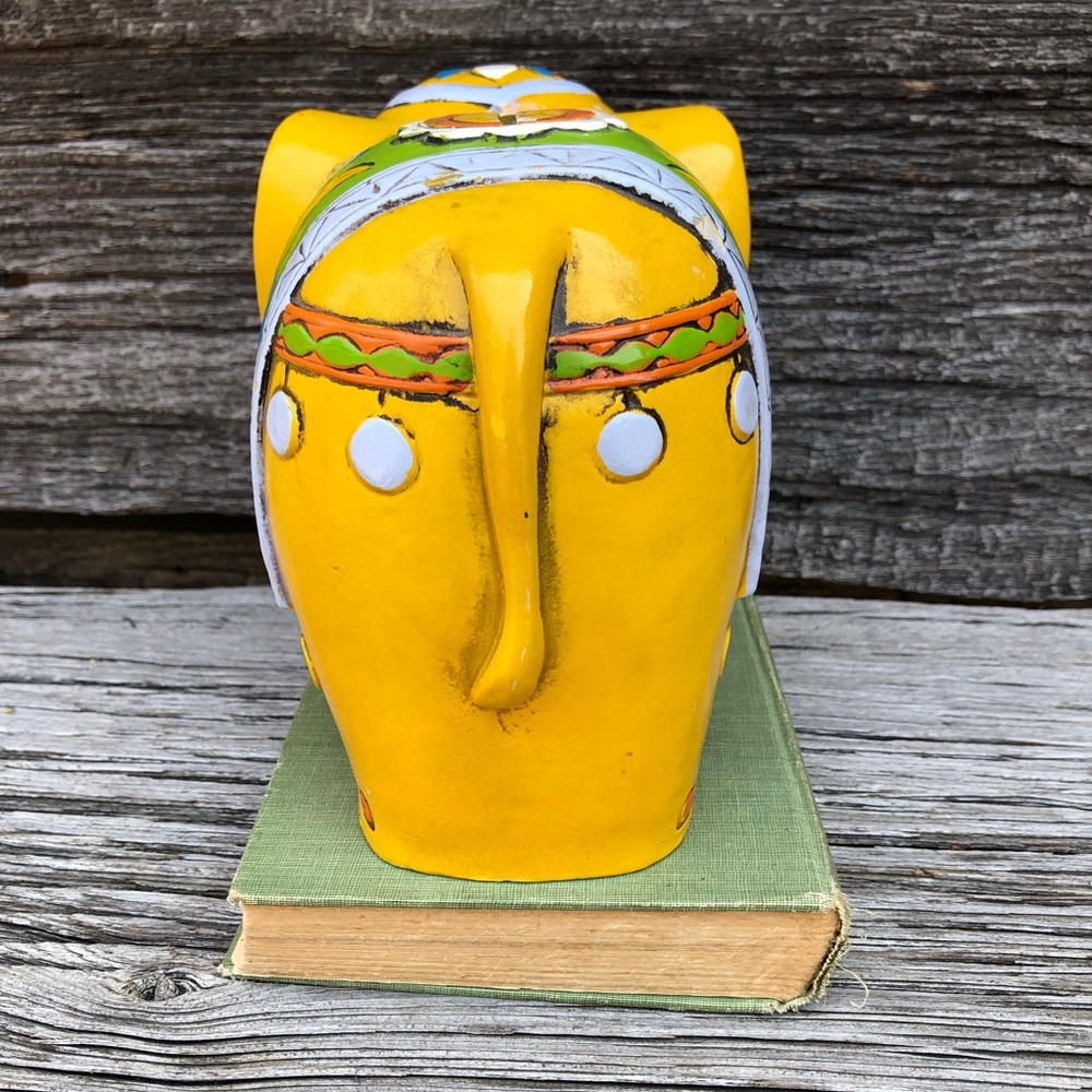 💛1968 Pride bank Vintage 60s Hippy yellow Chalkware made in Japan Vtg ELEPHANT💛 - Picture 5 of 12